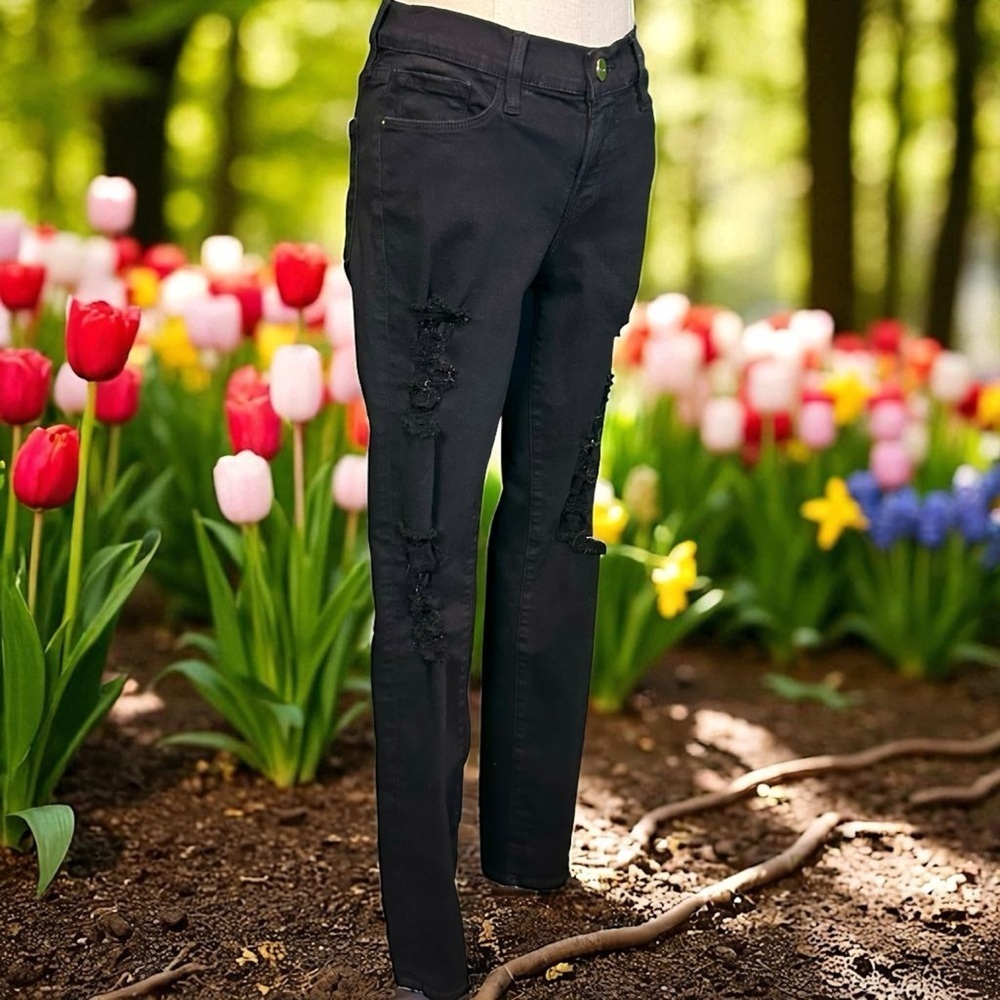 Frame Denim ‘Le Skinny De Jeanne’ in Distressed “Film Noir” Black Size 26 - Picture 13 of 16
